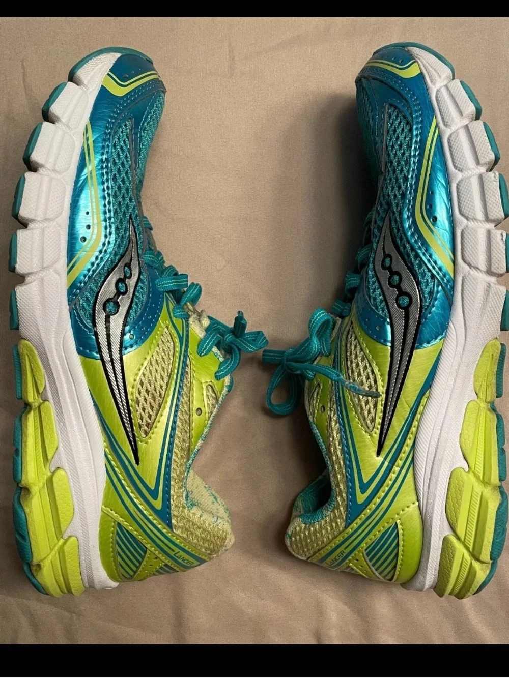 Saucony Lancer Women Shoes 7.5 Teal and Lime Trail Running Shoes